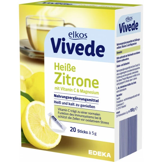 Elkos VIVEDE Heiße Zitrone Sticks 20ST 100G 1 Elkos VIVEDE Heiße Zitrone Sticks 20ST 100G