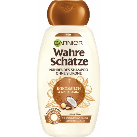 Garnier Wahre Schätze Kokosmilch & Macadamia Nährendes Shampoo 250ML 1 Garnier Wahre Schätze Kokosmilch & Macadamia Nährendes Shampoo 250ML